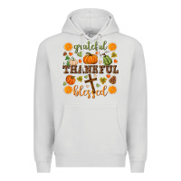 Dove Grey Grateful thankful blessed Premium Hoodie - NancyCooperArtShop