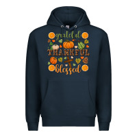 Navy Grateful thankful blessed Premium Hoodie - NancyCooperArtShop