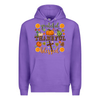 Purple Grateful thankful blessed Premium Hoodie - NancyCooperArtShop
