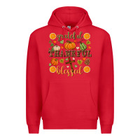 Red Grateful thankful blessed Premium Hoodie - NancyCooperArtShop
