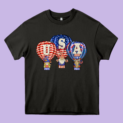Usa Air Balloon Gnomies Heavy Core Tee Designed By Barkaloodesign