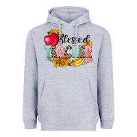 Heather Grey blessed teacher Heavyweight Hoodie - NancyCooperArtShop
