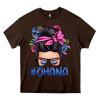 Chocolate Brown ohana stitch messy bun Heavy Core Tee - Zillion Design Studio