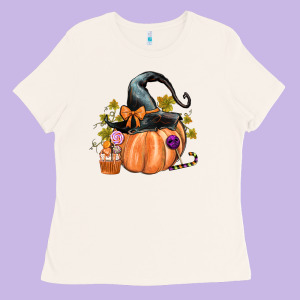 Kids Pumpkin With Halloween Ladies Tee Designed By Texasbilliewilder