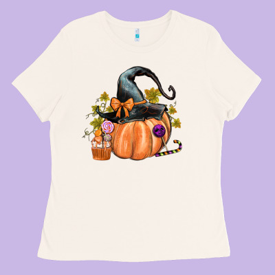 Kids Pumpkin With Halloween Ladies Tee Designed By Texasbilliewilder