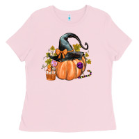 Bubblegum Pink Kids Pumpkin with Halloween Ladies Tee - texasbilliewilder