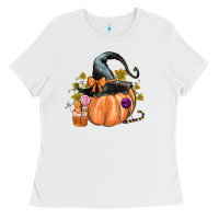 White Kids Pumpkin with Halloween Ladies Tee - texasbilliewilder