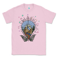 Bubblegum Pink compass with mountain Classic Tee - MaliasSmallBusiness