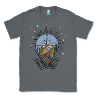 Charcoal Heather compass with mountain Classic Tee - MaliasSmallBusiness