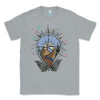 Heather Grey compass with mountain Classic Tee - MaliasSmallBusiness