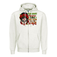 Oatmeal Heather the most chingona thing you can be is yourself sug Zipper Hoodie - LillyAllenDesigns