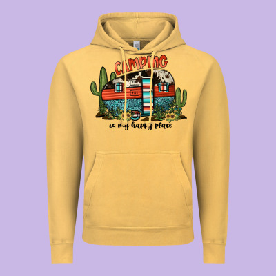 Camping Is My Happy Place Vintage Hoodie Designed By Jahusdesignshop