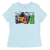 Baby Blue Love Halloween Cow Ladies Tee - texasbilliewilder