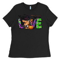 Black Love Halloween Cow Ladies Tee - texasbilliewilder