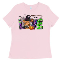 Bubblegum Pink Love Halloween Cow Ladies Tee - texasbilliewilder