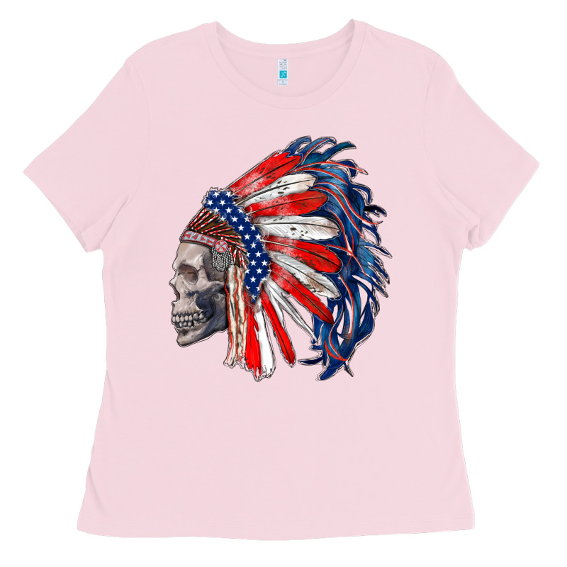 American Indian Headdress With Skull Ladies Tee by RanaPortraitStore | Teevron