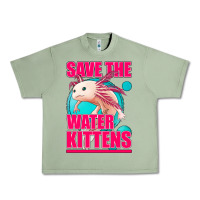 Oil Green save the water kittens axolotl Urban Heavy Tee - Jasminsmagicworld