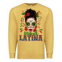 Antique Gold Proud Latina Skull Girl Messy Bun Premium Sweatshirt - texasbilliewilder