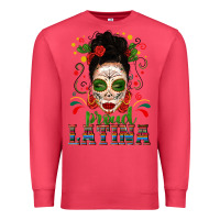 Cardinal Proud Latina Skull Girl Messy Bun Premium Sweatshirt - texasbilliewilder