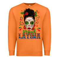 Carrot Proud Latina Skull Girl Messy Bun Premium Sweatshirt - texasbilliewilder