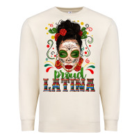 Sandshell Proud Latina Skull Girl Messy Bun Premium Sweatshirt - texasbilliewilder