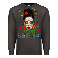 Smoke Proud Latina Skull Girl Messy Bun Premium Sweatshirt - texasbilliewilder