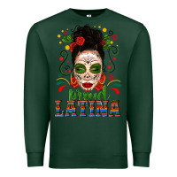 Sports Green Proud Latina Skull Girl Messy Bun Premium Sweatshirt - texasbilliewilder