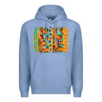 Colony Blue Fall Pumpkin brushstrokes Premium Hoodie - NancyCooperArtShop