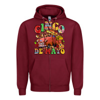 Burgundy cinco de mayo truck Zipper Hoodie - LillyAllenDesigns