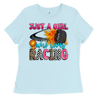 Baby Blue just a girl who loves racing Ladies Tee - Zillion Design Studio