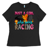 Black just a girl who loves racing Ladies Tee - Zillion Design Studio