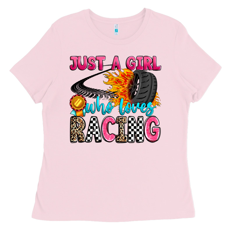 Just A Girl Who Loves Racing Ladies Tee by Zillion Design Studio | Teevron