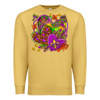 Antique Gold Mardi Gras hearts Premium Sweatshirt - NancyCooperArtShop