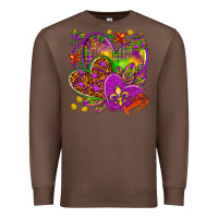 Chestnut Mardi Gras hearts Premium Sweatshirt - NancyCooperArtShop