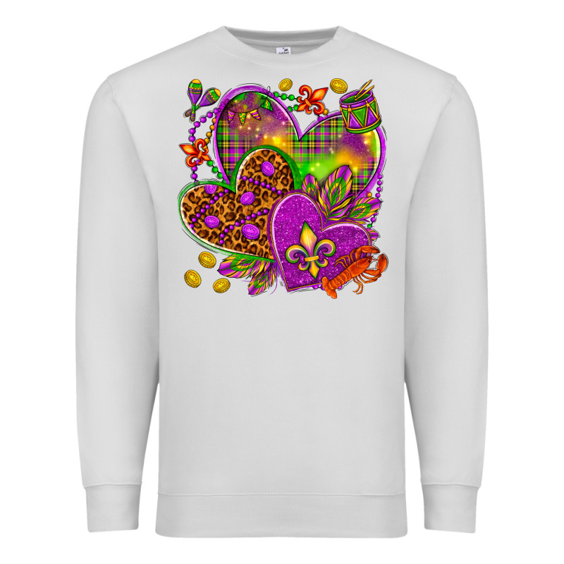Mardi Gras Hearts Premium Sweatshirt by NancyCooperArtShop | Teevron