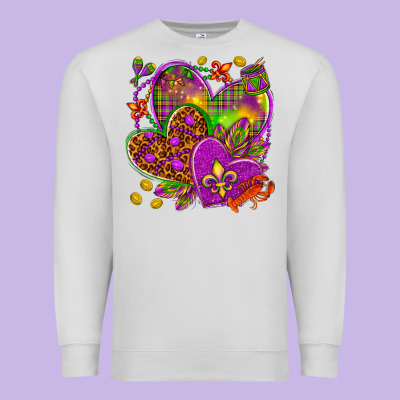 Mardi Gras Hearts Premium Sweatshirt Designed By Nancycooperartshop