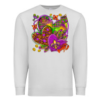 Dove Grey Mardi Gras hearts Premium Sweatshirt - NancyCooperArtShop