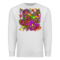 Oatmeal Heather Mardi Gras hearts Premium Sweatshirt - NancyCooperArtShop