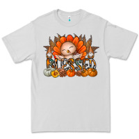 Dove Grey Thanksgiving Turkey Pumpkin Blessed Premium Tee - CowhideDigitalArt