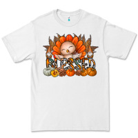 White Thanksgiving Turkey Pumpkin Blessed Premium Tee - CowhideDigitalArt