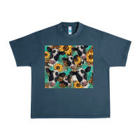 Midnight Navy western leopard sunflower black and white  cow Urban Heavy Tee - BarkalooDesign