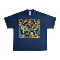 Navy western leopard sunflower black and white  cow Urban Heavy Tee - BarkalooDesign