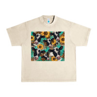 Sandshell western leopard sunflower black and white  cow Urban Heavy Tee - BarkalooDesign