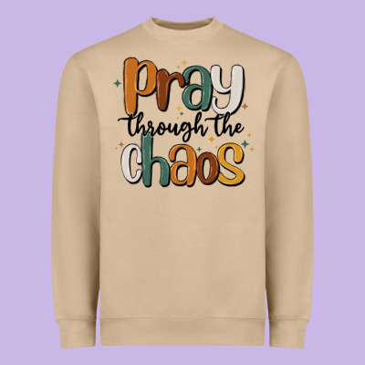 Pray Throthe Chaos Heavyweight Sweatshirt Designed By Maliassmallbusiness