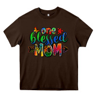 Chocolate Brown one blessed mom autism Heavy Core Tee - Zillion Design Studio