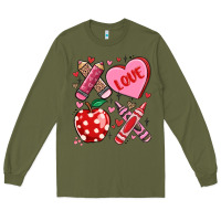 Army Green valentine xoxo teacher Long Sleeve Tee - MaliasSmallBusiness