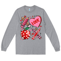 Heather Grey valentine xoxo teacher Long Sleeve Tee - MaliasSmallBusiness