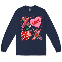 Navy valentine xoxo teacher Long Sleeve Tee - MaliasSmallBusiness