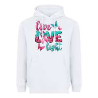 Live Love Fight Breast Cancer Heavyweight Hoodie | Teevron