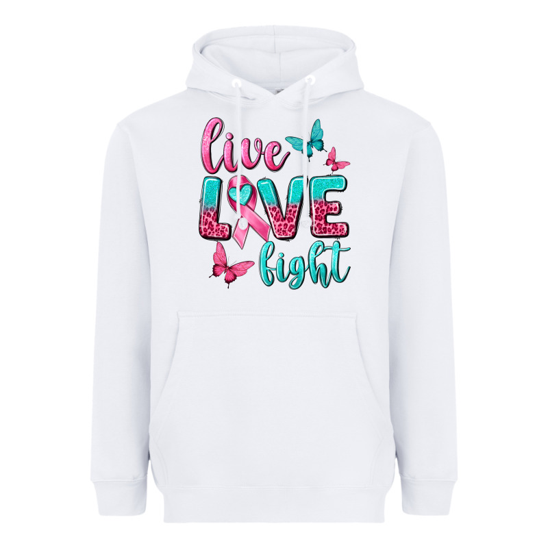 Live Love Fight Breast Cancer Heavyweight Hoodie by texasbilliewilder | Teevron